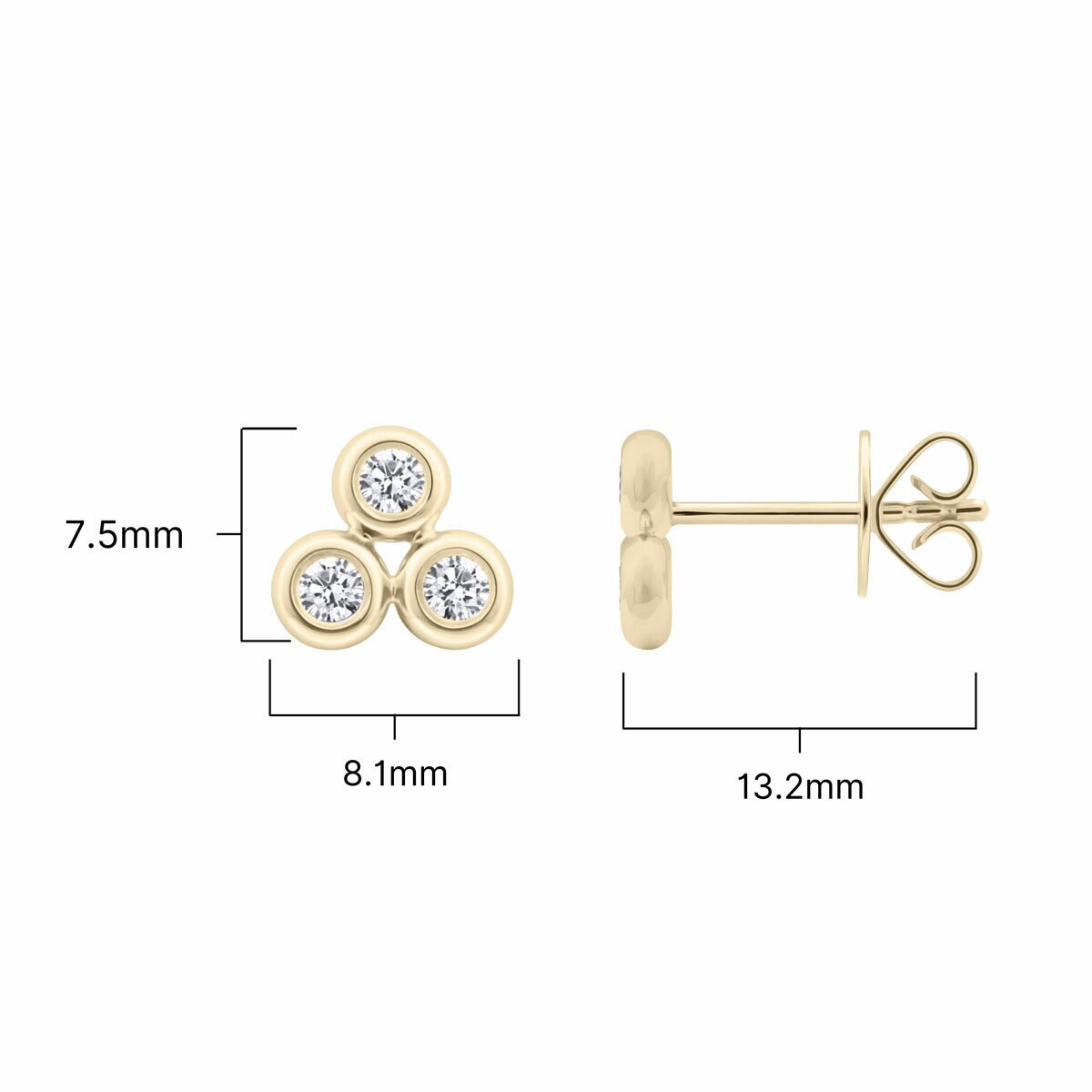 0.25ctw Round Brilliant Cut Diamond Earrings, 18ct Yellow Gold