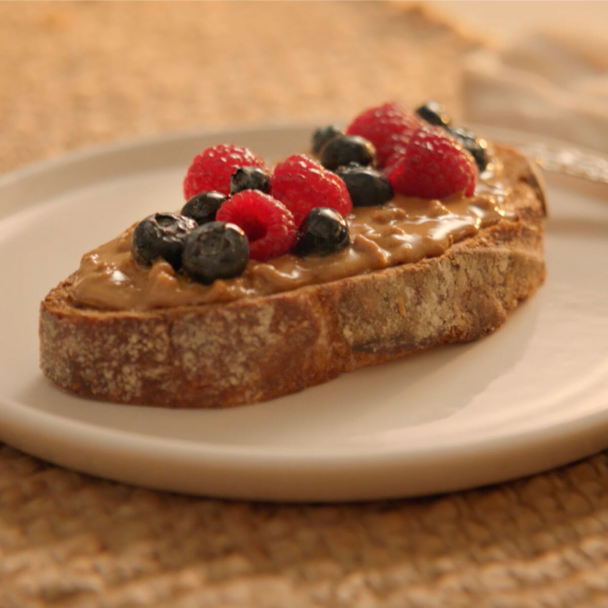 Peanut Butter on Bread with Berries