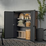 Keter Rosewood 4ft 6" x 2ft 4" (1.4 x 0.7m) 1,415 Litre Vertical Storage Shed with Shelves Keter Rosewood 4ft 6" x 2ft 4" (1.4 x 0.7m) 1,415 Litre Vertical Storage Shed with Shelves