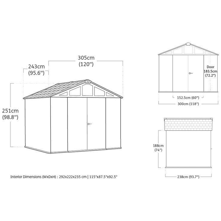 Keter Rosewood Summit 10ft x 8ft (3.05 x 2.43m) Storage Shed