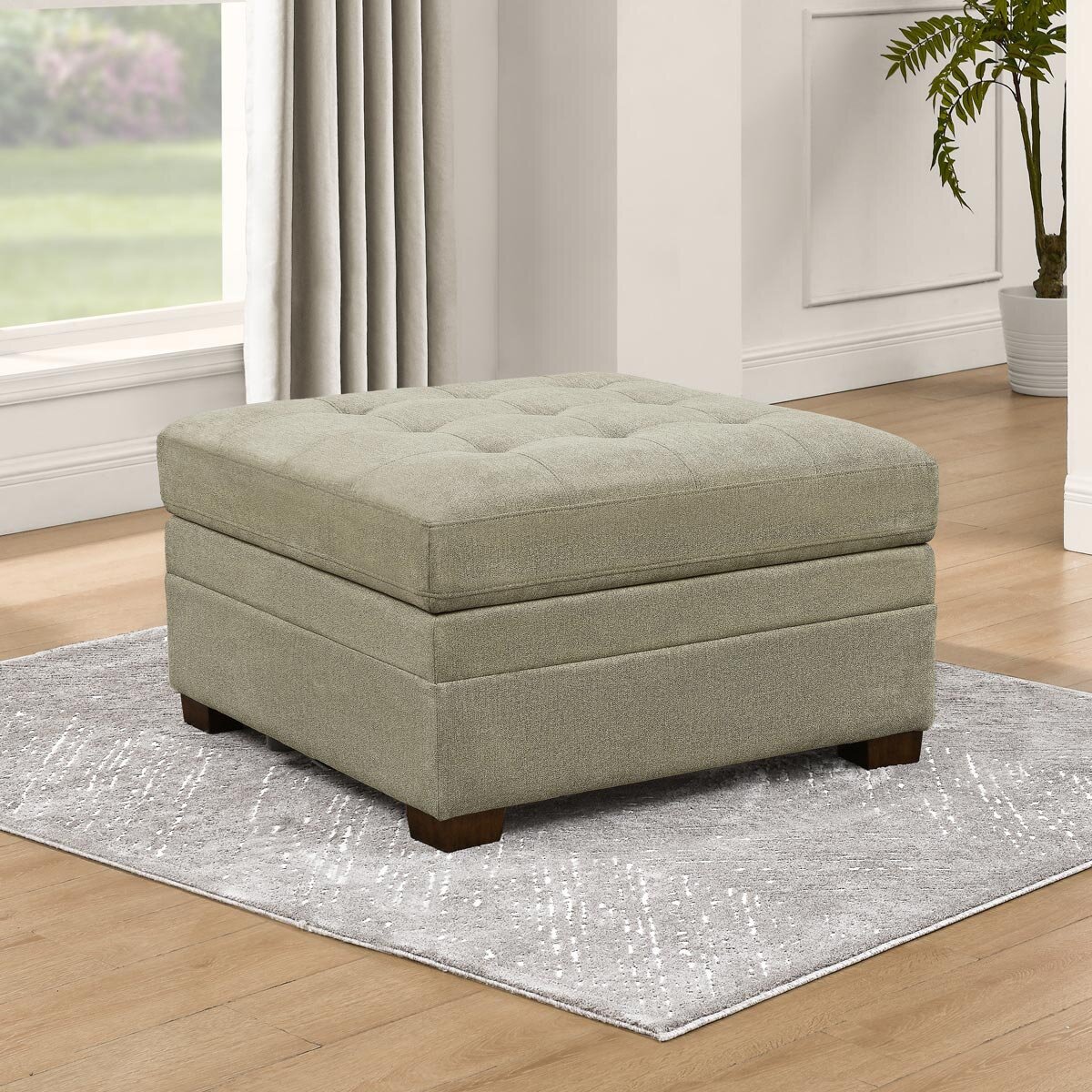 Thomasville Tisdale Beige Fabric Storage Ottoman