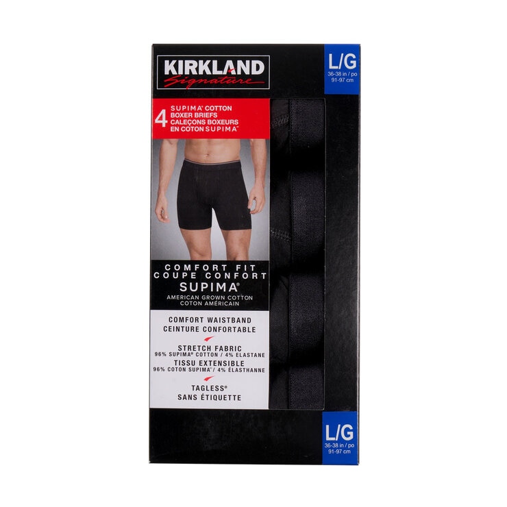 Kirkland Signature Men's Supima Cotton Boxer Briefs, 4 Pack