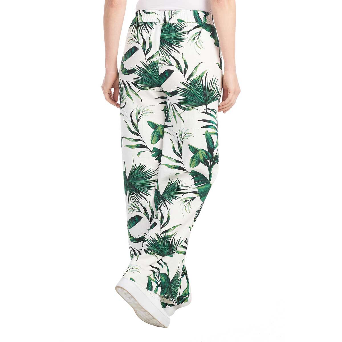 Hilary Radley Wide Leg Pant in Green & Off-White