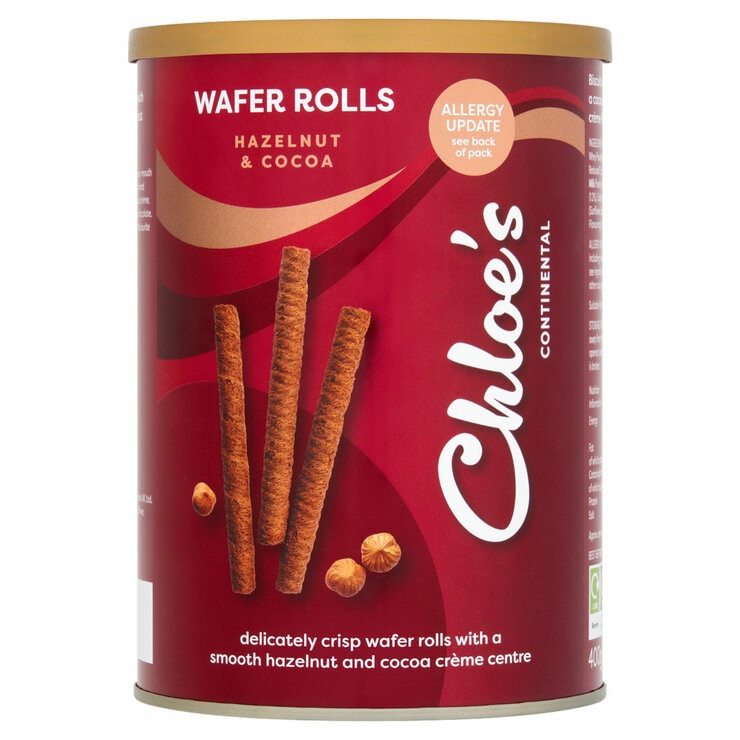 Chloe's Hazelnut and Cocoa Wafer Rolls, 2 x 400g