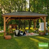 Backyard Discovery Barrington 14ft x 12ft (4.3 x 3.7m) Wooden Gazebo with Peaked Galvanised Steel Roof