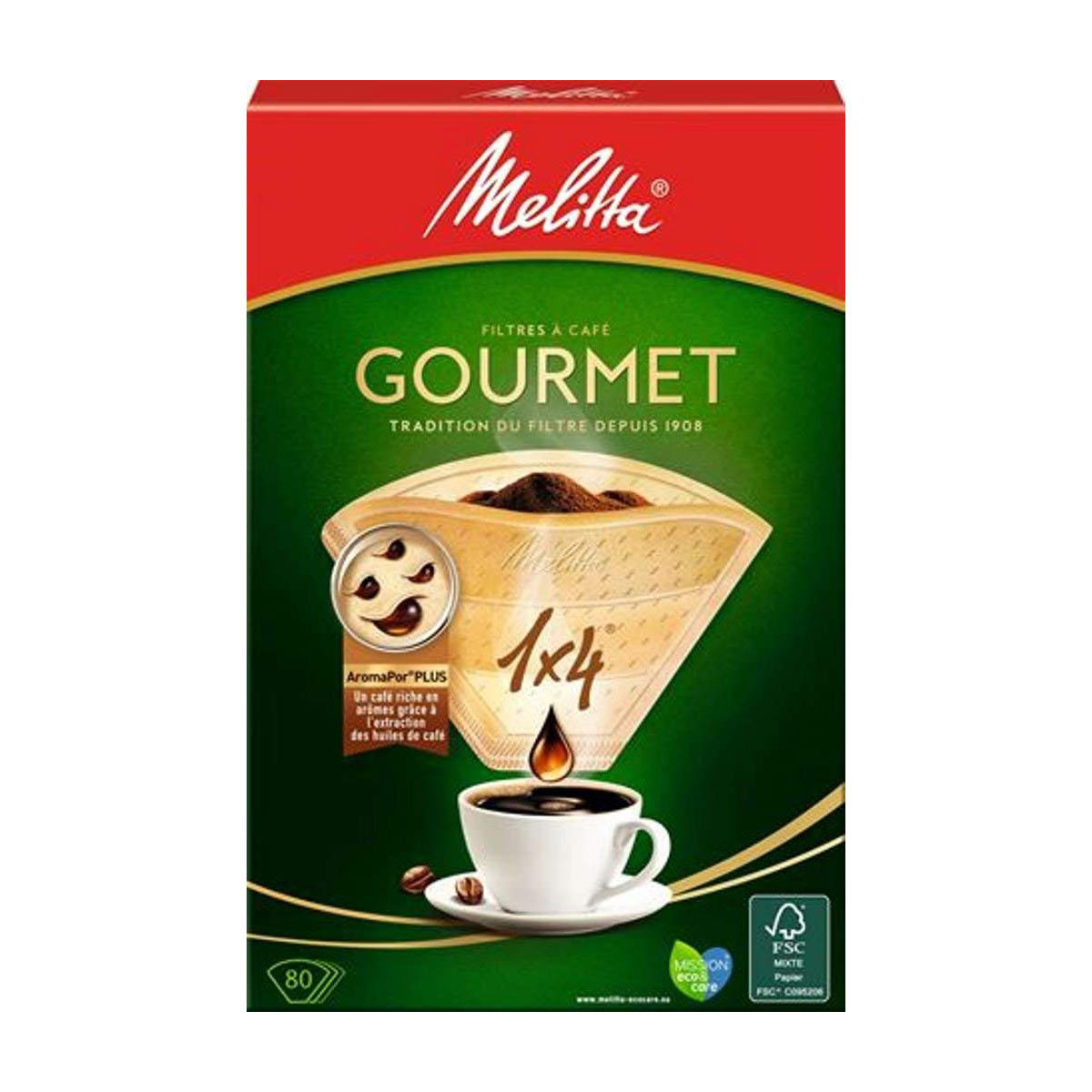 Melitta Gourmet Coffee Filter Papers Size 1x4, 8 x 80 Filters