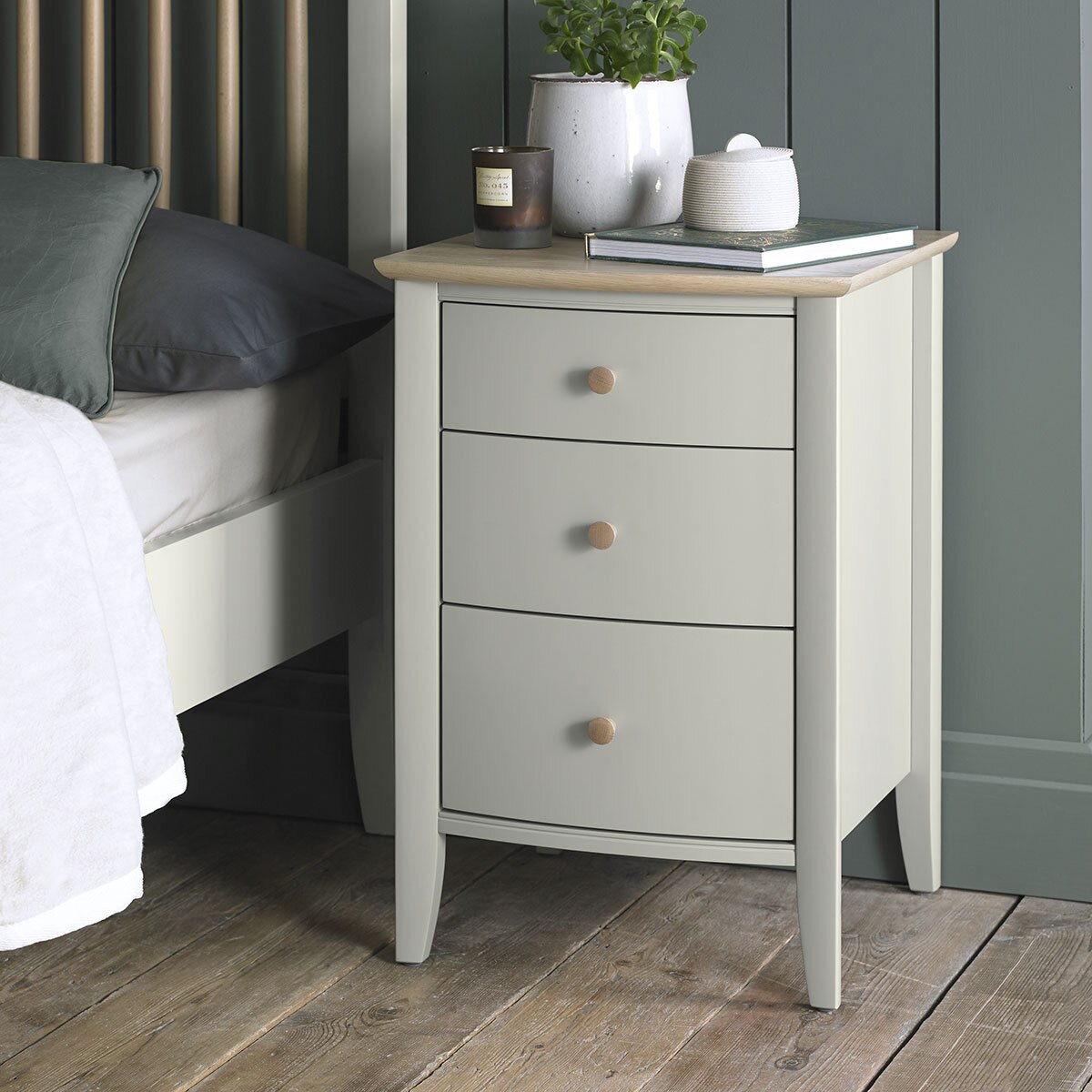 Bentley Designs Whitby Scandi Oak & Soft Grey Three Drawer Nightstand, 2 Pack Bentley Designs Whitby Scandi Oak & Soft Grey Three Drawer Nightstand, 2 Pack