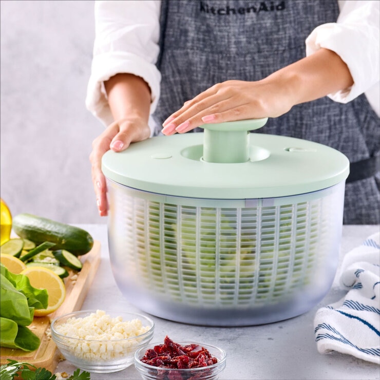 KitchenAid Salad Spinner in Pistachio lifestyle image KitchenAid Salad Spinner in Pistachio lifestyle image