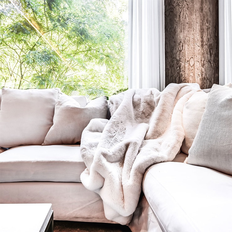 Mon Chateaux Luxe Faux Fur Throw in Ivory, 152 x 177 cm Costco UK