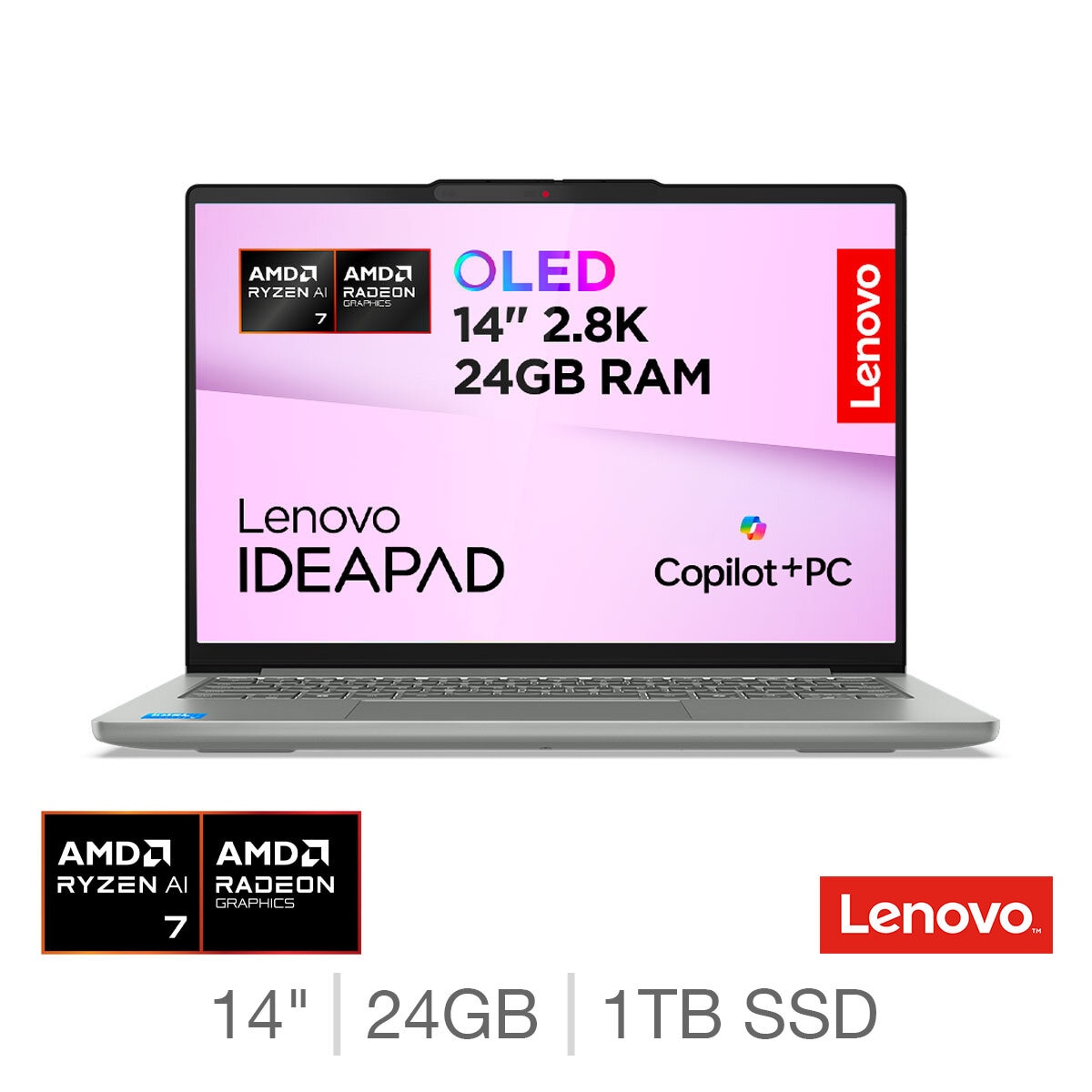 Lenovo IdeaPad Pro 5, Copilot+ PC, AMD Ryzen AI 7, 24GB RAM, 1TB SSD, 14 Inch OLED Laptop, 83JL0012UK Lenovo IdeaPad Pro 5, Copilot+ PC, AMD Ryzen AI 7, 24GB RAM, 1TB SSD, 14 Inch OLED Laptop, 83JL0012UK