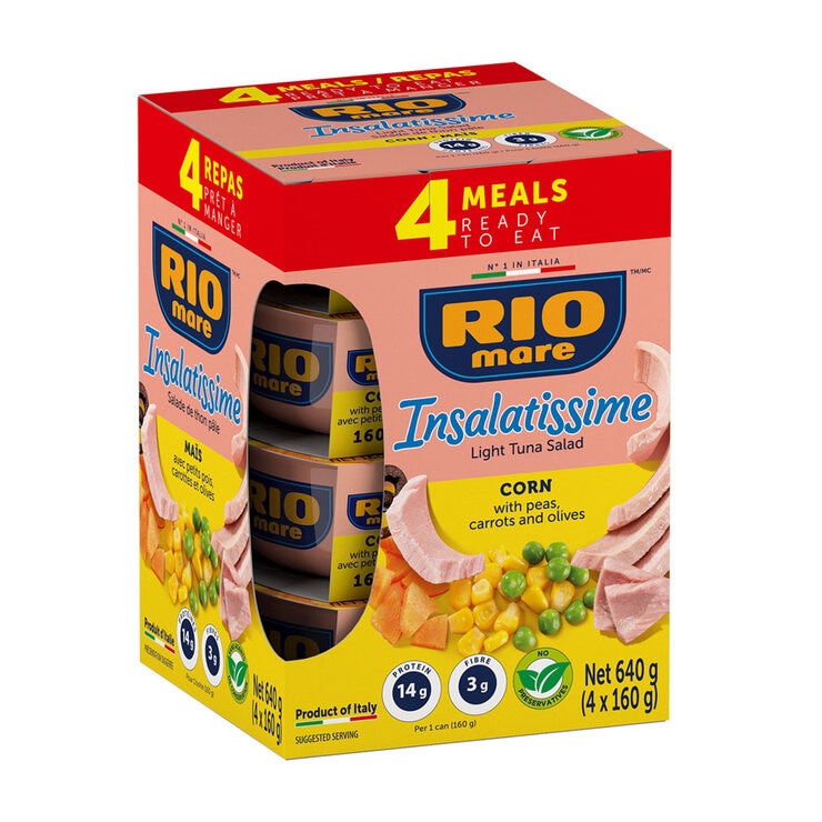 Rio Mare Insalatissime Sweetcorn & Tuna Salad, 4 x 160g Rio Mare Insalatissime Sweetcorn & Tuna Salad, 4 x 160g
