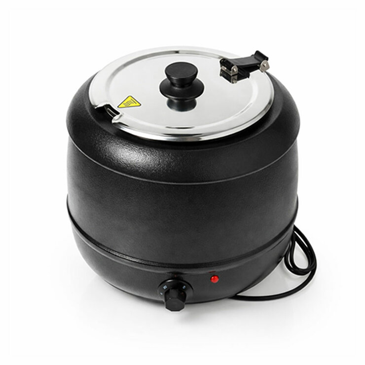 Contender 10L Black Soup Kettle showing closed lid Contender 10L Black Soup Kettle showing closed lid
