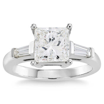 3.75ctw Princess and Baguette Cut Diamond Ring, Platinum