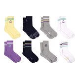 United Colors of Benetton Ladies Sport Crew Sock, Navy/Colour 8 Pack