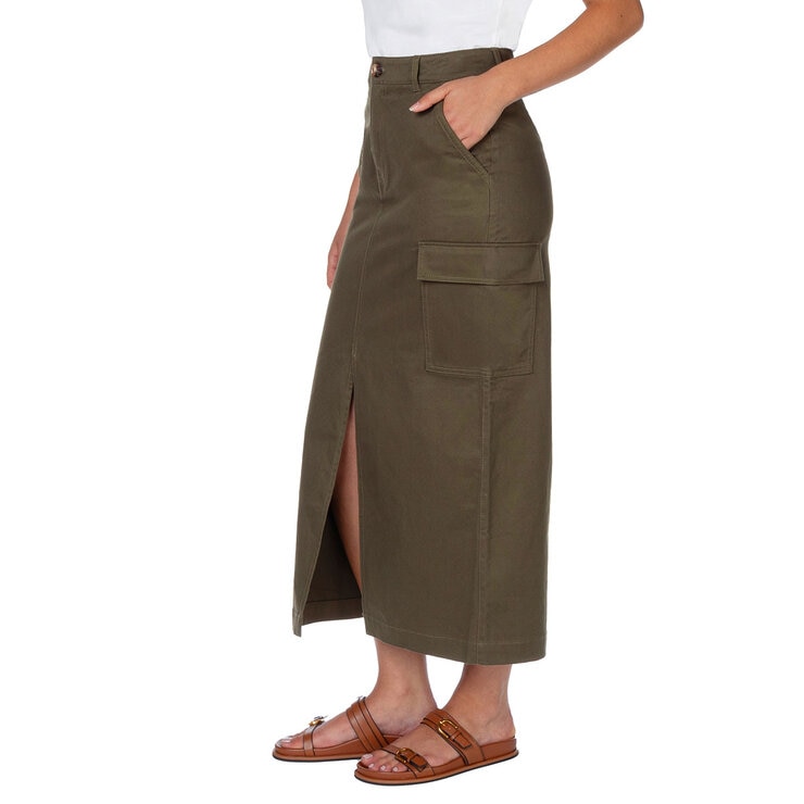 Wellworn Ladies Cargo Maxi Skirt in Olive
