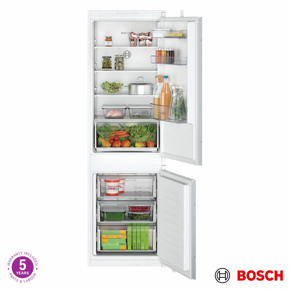 Bosch Series 2, KIN86NSE0G Fully Integrated Fridge Freezer E Rated