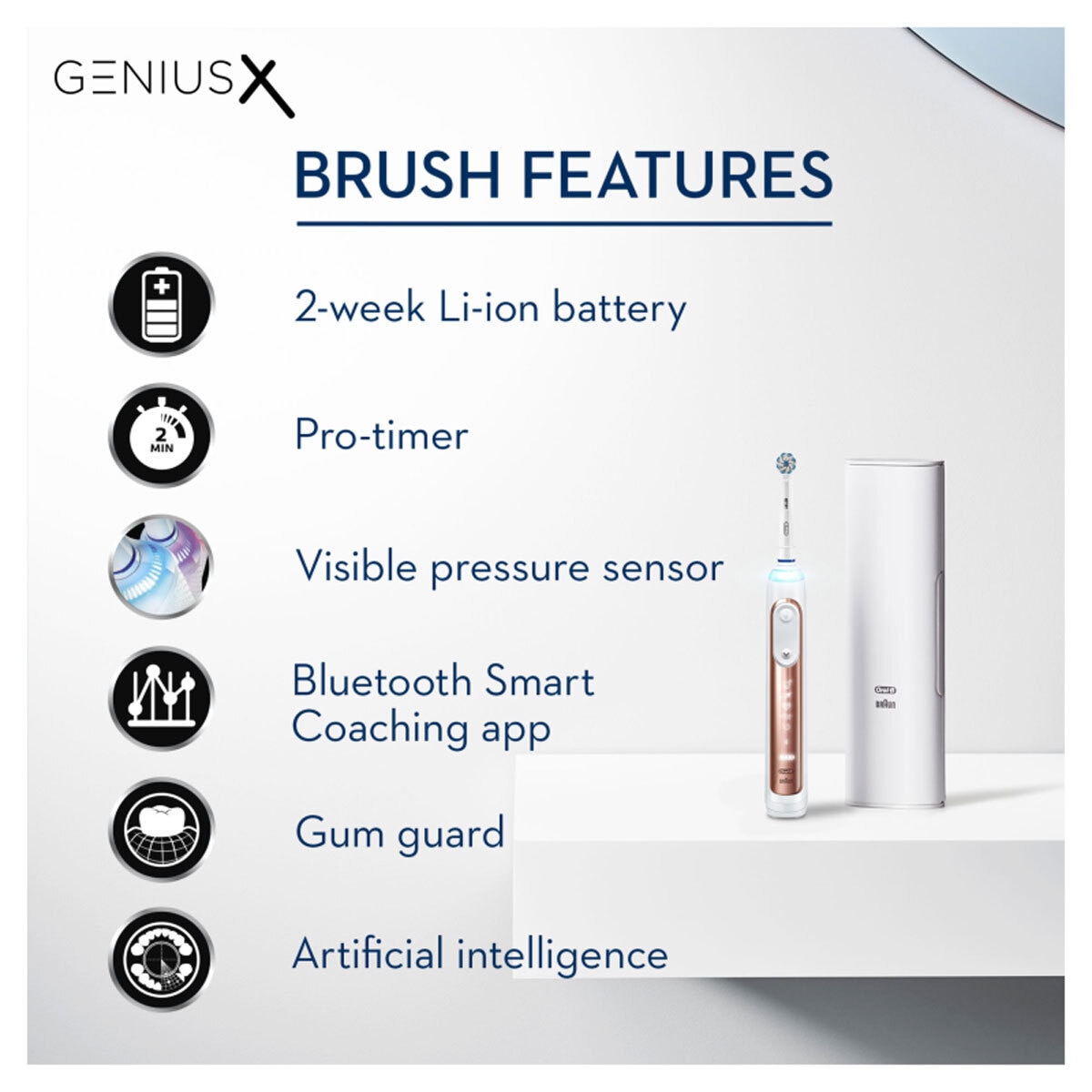 OralB Genius X Rose Gold Electric Toothbrush Costco UK