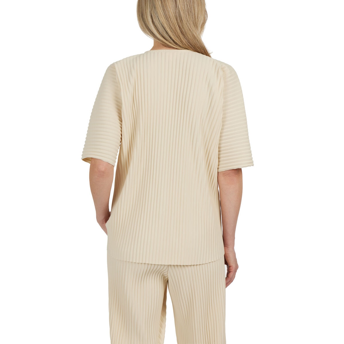 Teddi Rose Ladies Plisse Top in Cream - Small