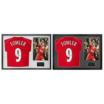 Robbie Fowler Signed Framed Liverpool Football Shirt including 1 Photo in 2 Options: White or Black Mount
