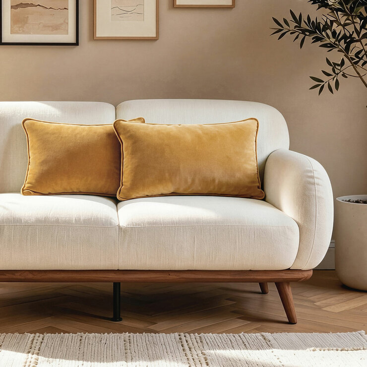 Sutton Place Collection Gold Velvet Cushion 2 Pack, 35 x 55 cm