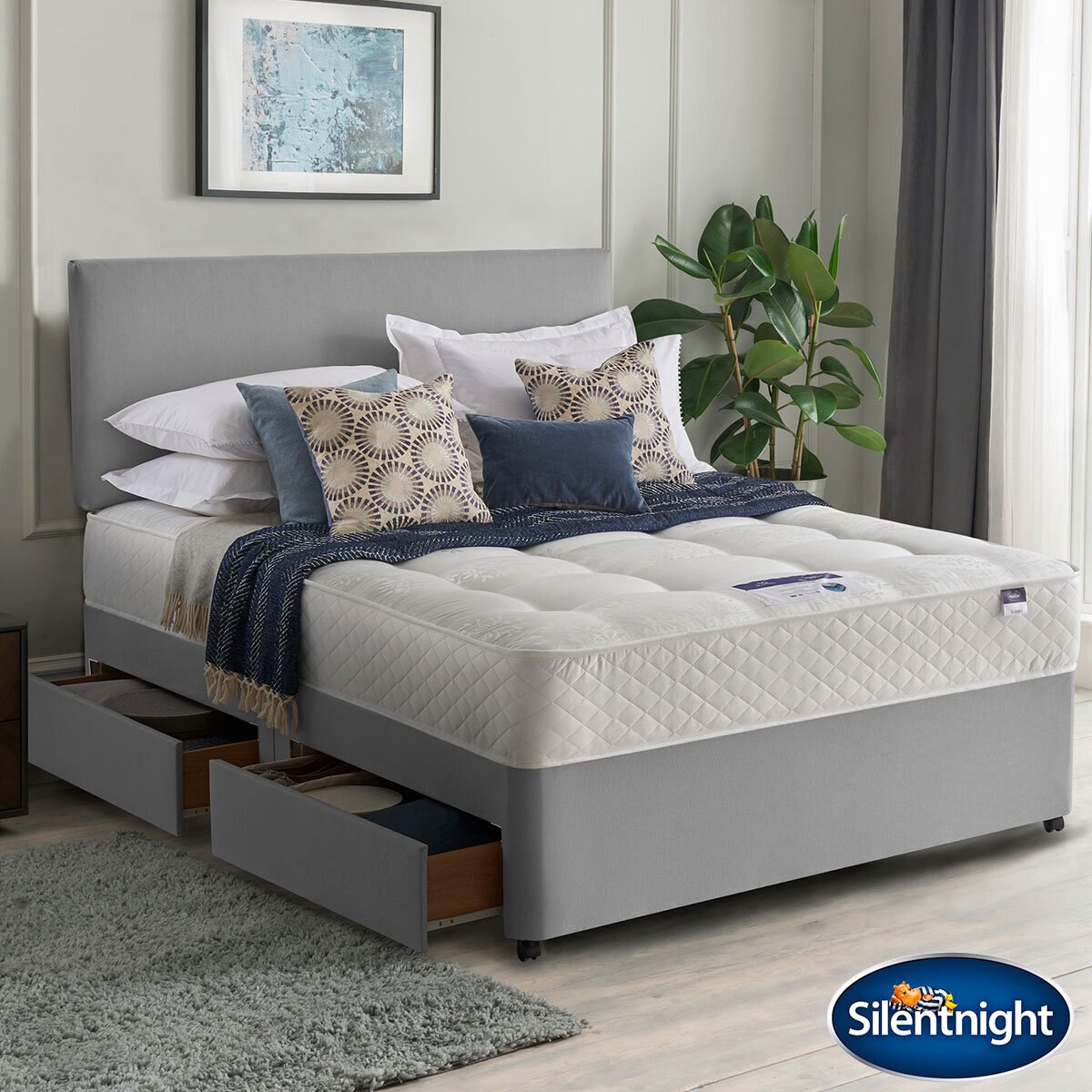 Silentnight Bexley Eco Miracoil Ortho Mattress & Divan Set in Grey in 4 Sizes
