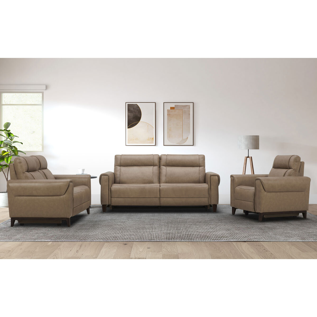 Aiden & Ivy Spencer Brown Leather Power Reclining 2 Seater Sofa