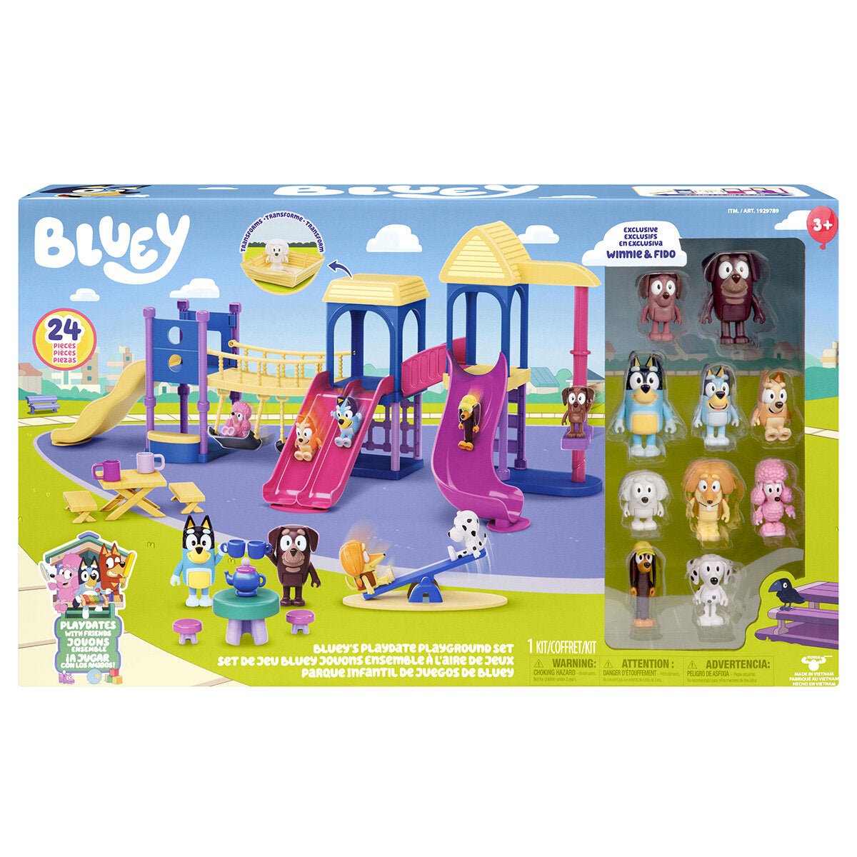 Bluey's Playdate Playground Set, 24-Piece Set with 10 figures Including exclusive Winnie and Fido (3+ Years) Bluey's Playdate Playground Set, 24-Piece Set with 10 figures Including exclusive Winnie and Fido (3+ Years)