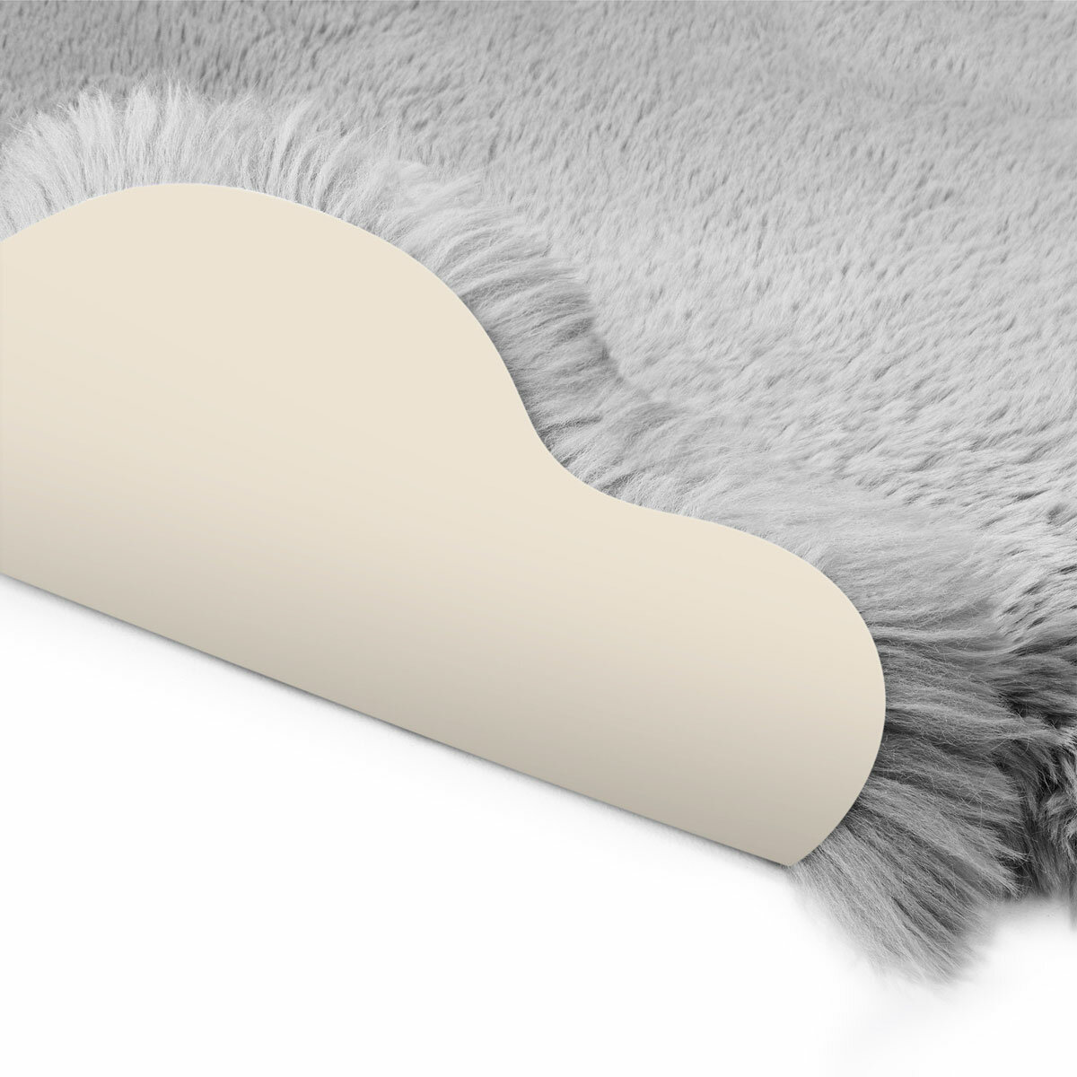 Mon Chateau Faux Fur Grey Quad Rug, 180 x 100 cm