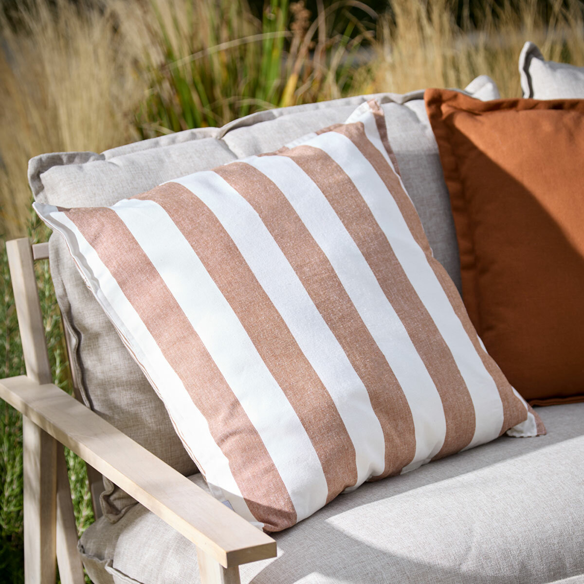 Yard Hayle Rust Striped Indoor Outdoor Cushion, 50 x 50 cm