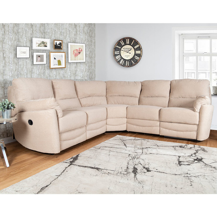 Minster Fabric Power Recliner Corner Sofa in Rich Beige Costco UK