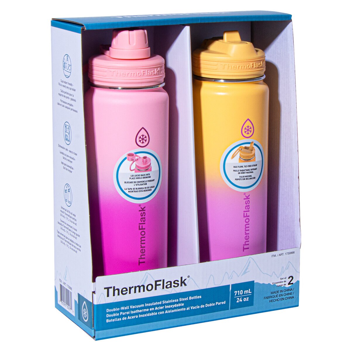 Thermoflask 2 Pack Water Bottle 24oz Sunset Glow & Summer Dream