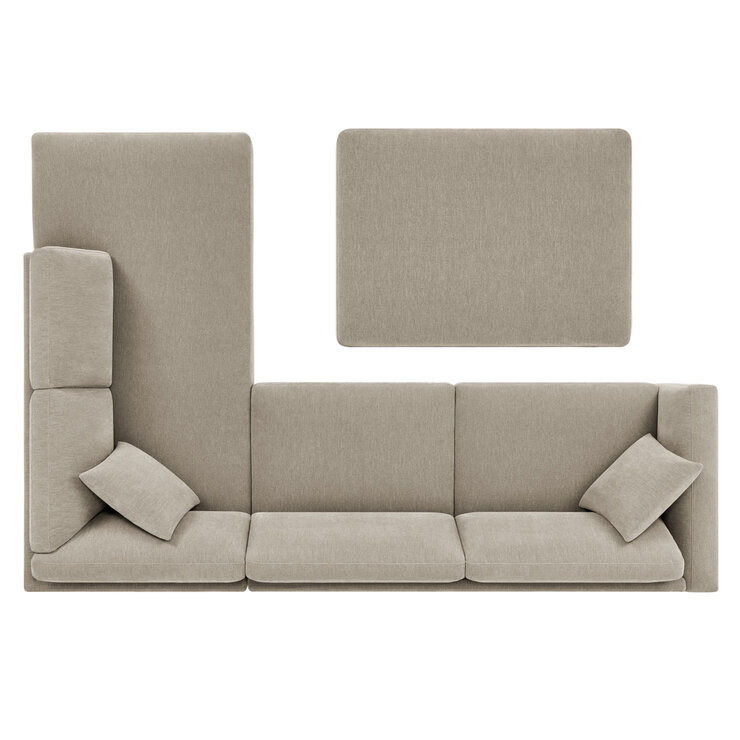 Thomasville Walsen Grey Fabric Corner Sofa with Storage Ottoman, Right Hand Facing