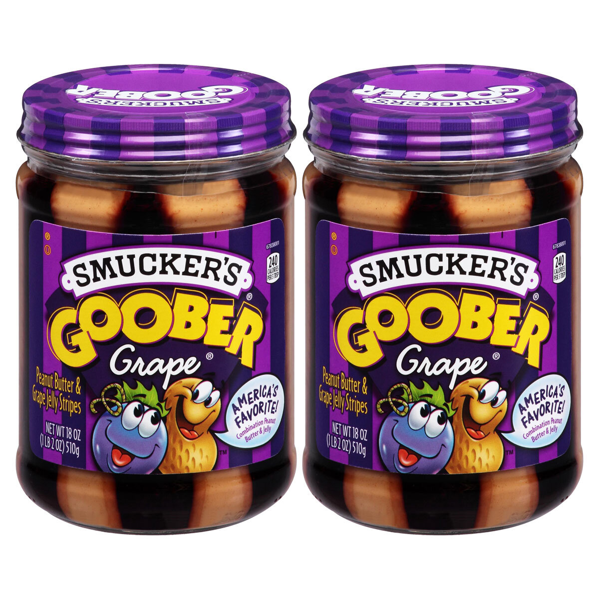 Smucker's Goober Grape Peanut Butter & Jelly, 2 x 510g