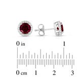 Round Cut Garnet & 0.19ctw Diamond Earrings, 14ct White Gold