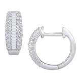 Baguette and Round Brilliant 0.60 ctw VS2 Clarity, I Color Diamond 14kt White Gold Hoop Earrings