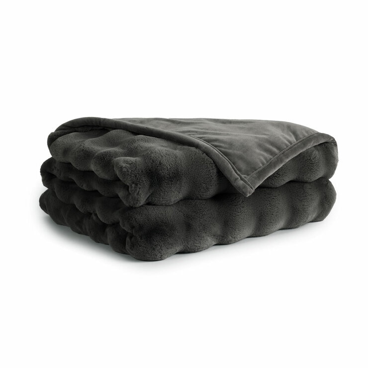 House & Home Faux Fur Grey Bubble Throw, 152 x 177 cm