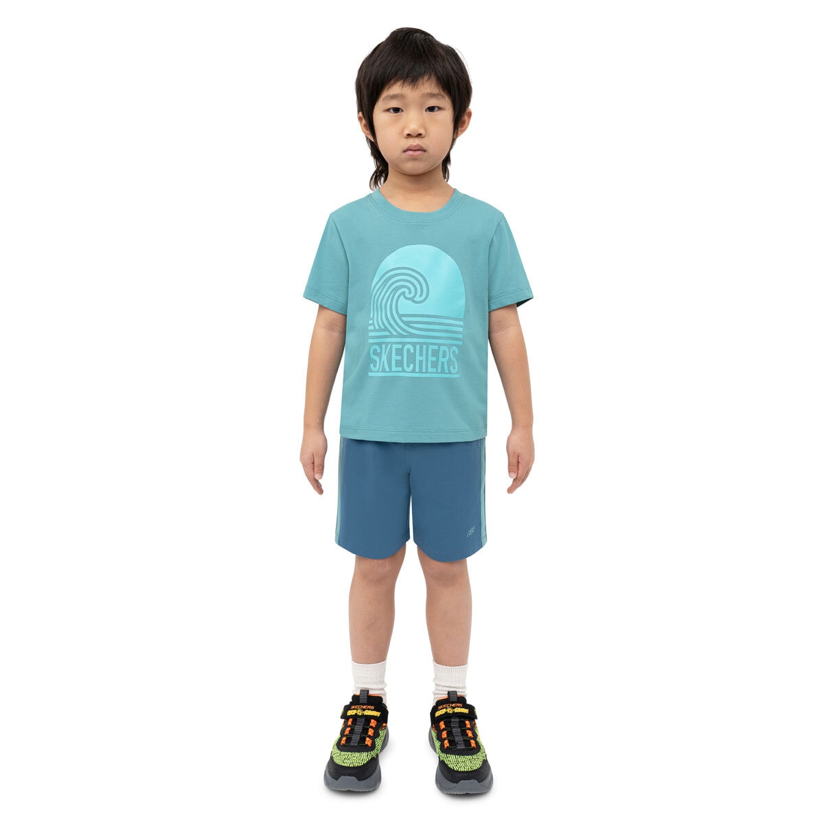 Skechers Kids Tee & Short 3 Piece Set in Blue