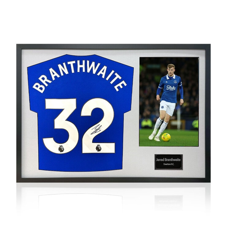 Jarred Brathwaite Signed Framed Everton Football Shirt including 1 Photo in 2 Options: White or Black Mount