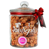 Resuable Glass Jar showing Popcorn with Red Bow and Joe & Seph brand label