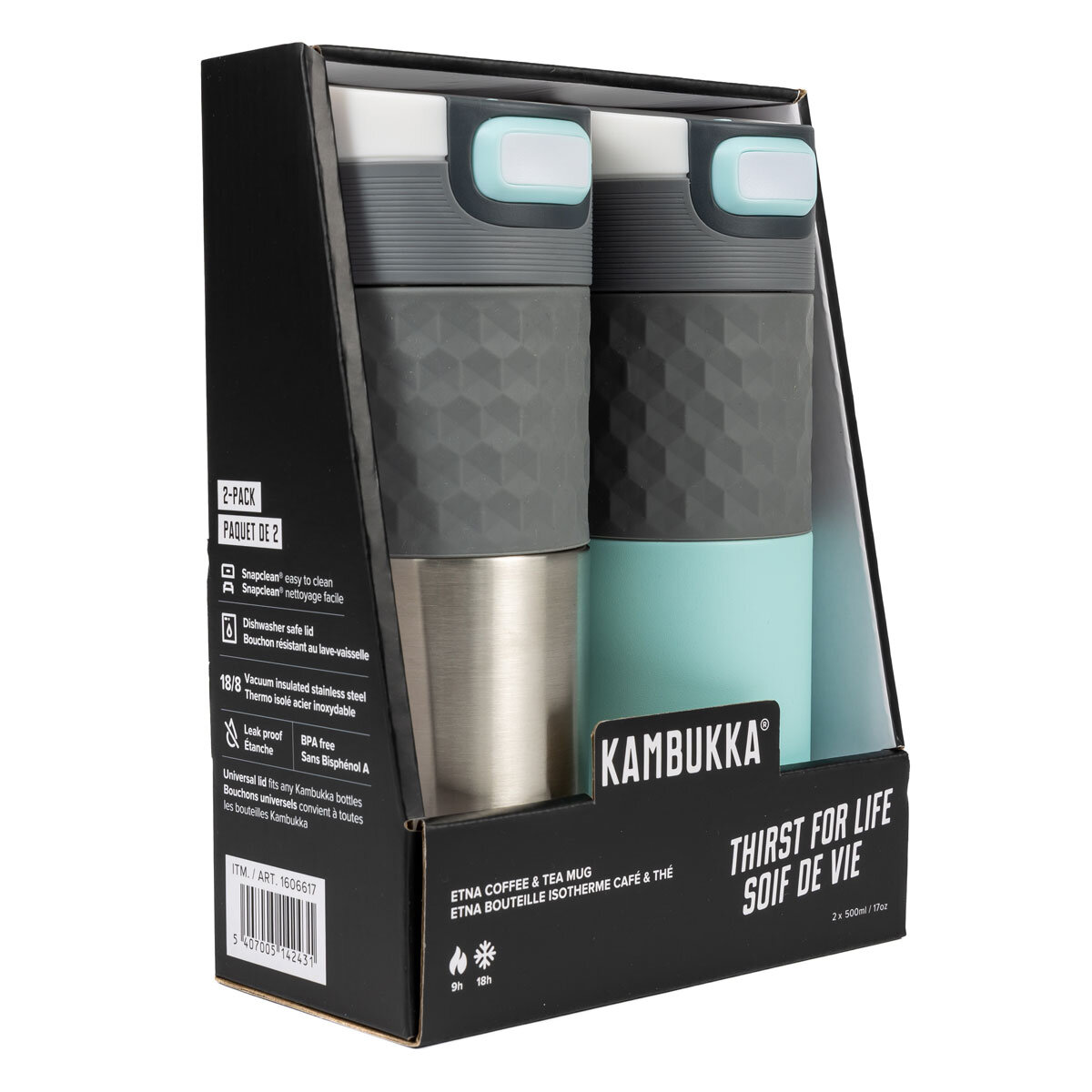 Kambukka 500ml Travel Mug, 2 Pack in Glacier