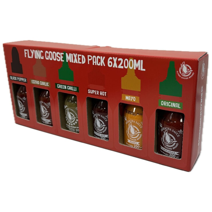 Flying Goose Sriracha Chilli Sauce Selection Pack, 6 x 200ml