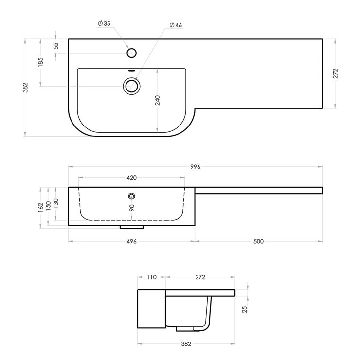 Tavistock Lindo Unit (Right Hand) with Basin & Handles, in 2 colours at costco.co.uk