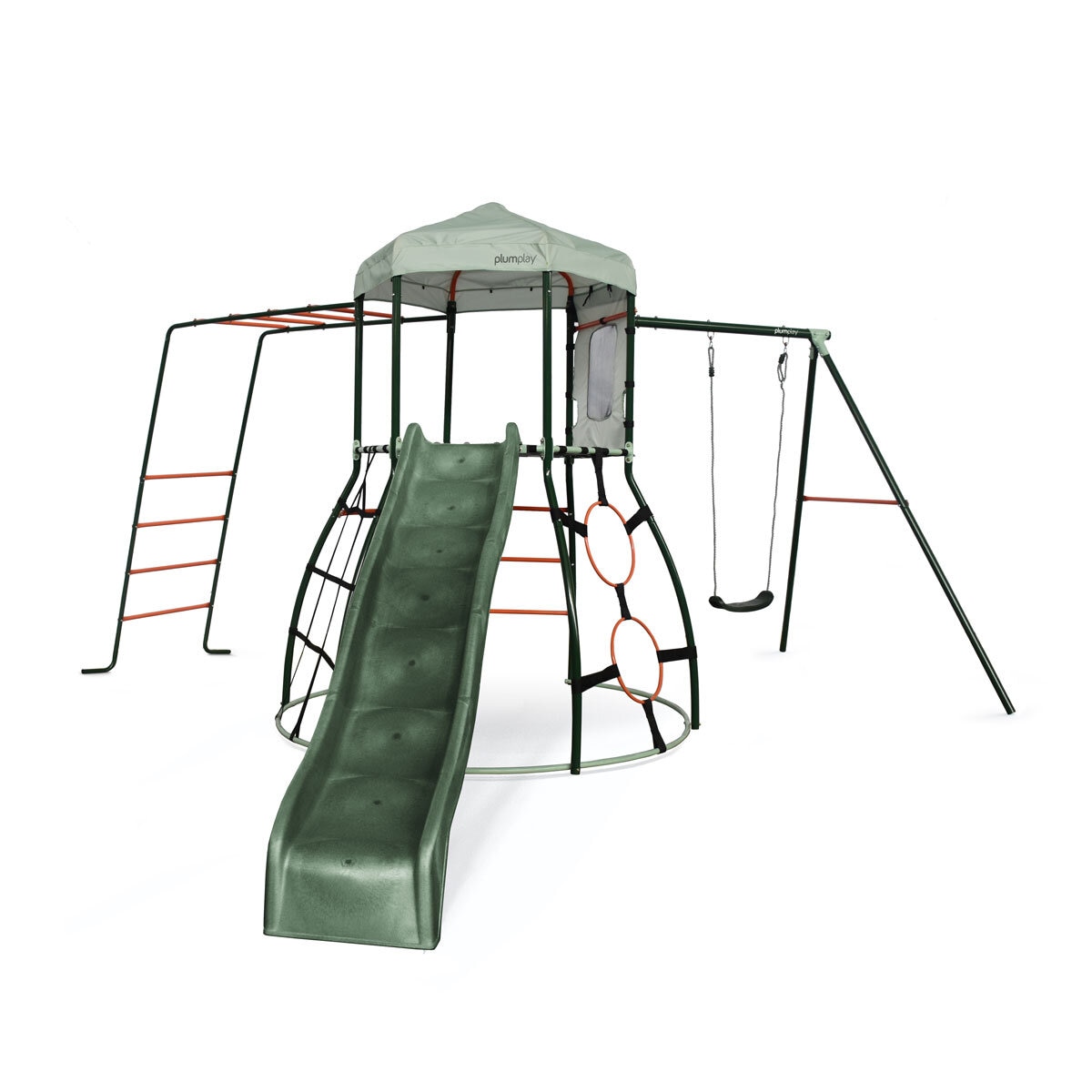 Plum® Metal Climbing Dome with Slide & Swing Arm & Monkey Bars