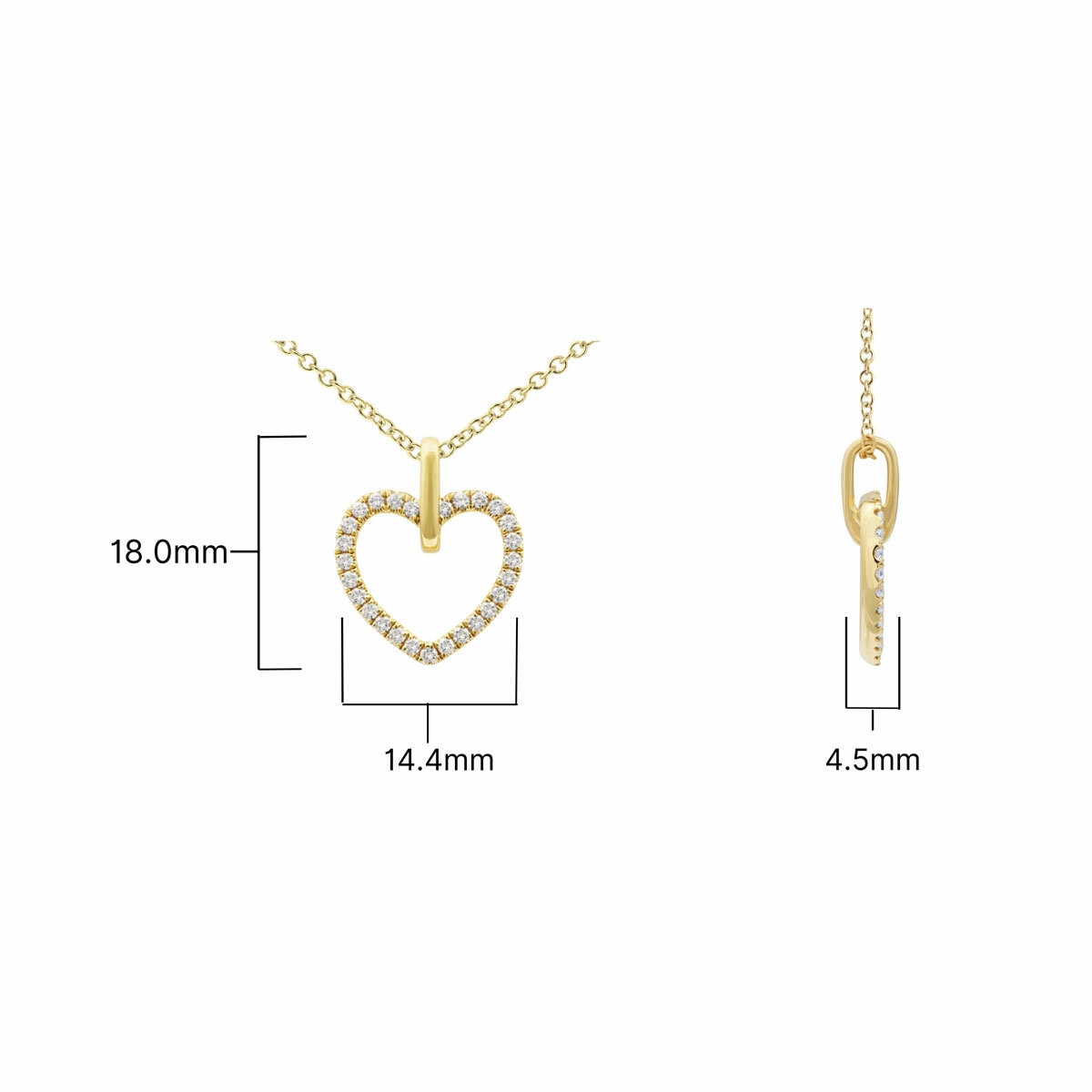 0.20ctw Brilliant Cut Diamond Heart Pendant, 18ct Yellow Gold