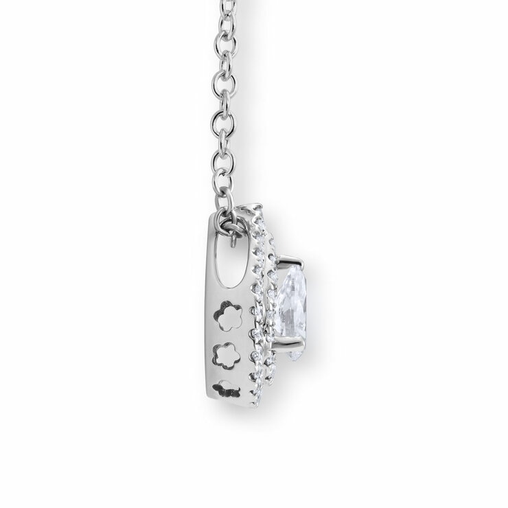 0.58ctw Pear & Round Brilliant Cut Diamond Pendant , 18ct White Gold