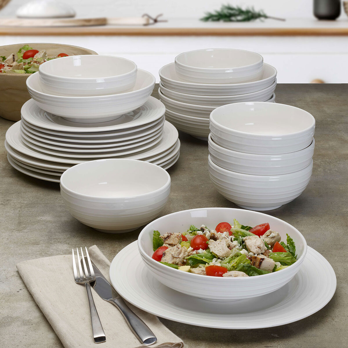 Mikasa Swirl Porcelain Dinnerware Set, 24 Piece