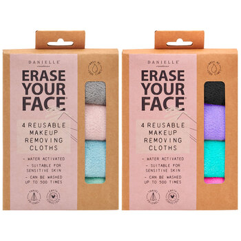 Danielle Creations Erase Your Face Make Up Remover Cloths, 4 Pack in 2 Varieties