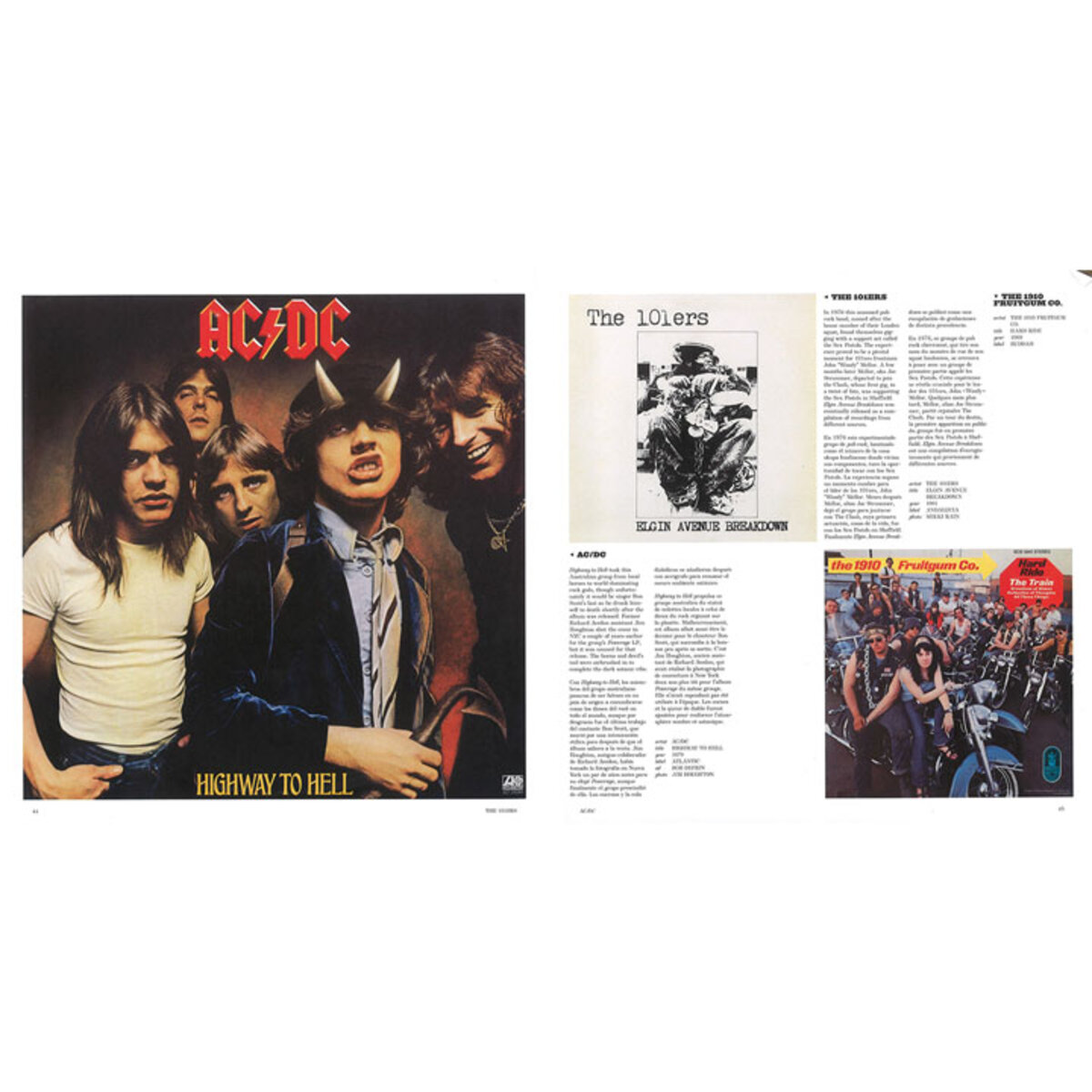 page spread of rock covers