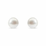 7-7.5mm Cultured Freshwater White Pearl Earrings, 14ct Yellow Gold 7-7.5mm Cultured Freshwater White Pearl Earrings, 14ct Yellow Gold