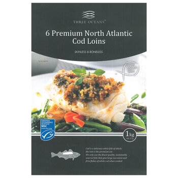 Three Oceans 6 North Atlantic Cod Loins, 1.2kg